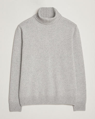 Morgano Wool/Cashmere Heavy Knit Rollneck Light Grey – Grå