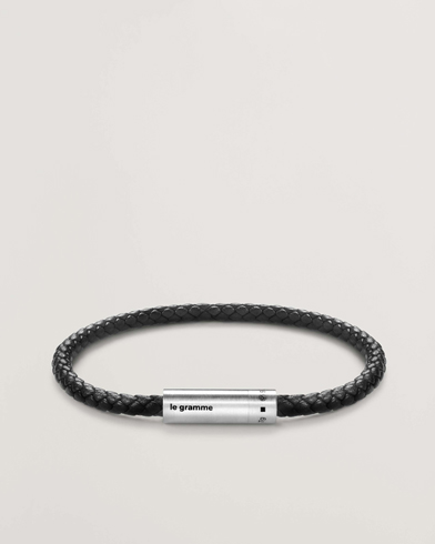 LE GRAMME Leather Cable Bracelet Black/Sterling Silver 7g – Sort