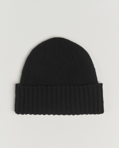 Robert Mackie Rona Ribbed Shaggy Lambswool Beanie Black – Sort