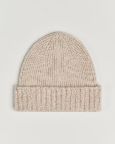 Robert Mackie Rona Ribbed Shaggy Lambswool Beanie White – Hvid