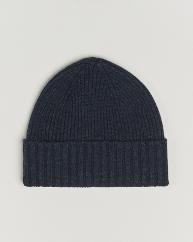 Robert Mackie Kingswell Ribbed Wool/Cashmere Beanie Navy – Blå