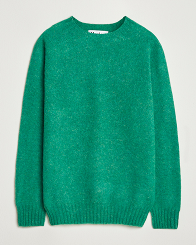 Harley Of Scotland Brushed Supersoft Lambswool Crewneck Evergreen – Grøn