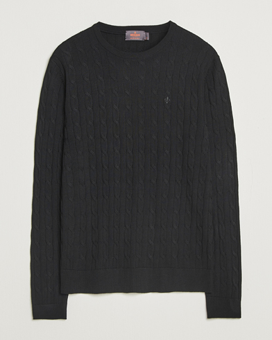 Morris Merino Cable O-Neck Black – Sort