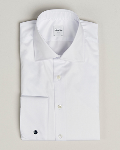 Stenströms Regular Fit Cotton Twill Double Cuff Shirt White – Hvid