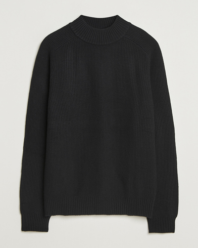 Filippa K Ribbed Wool Mockneck Sweater Black – Sort