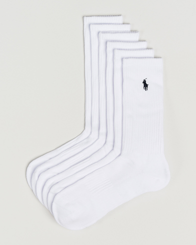 Polo Ralph Lauren 6-Pack Cotton Crew Socks White – Hvid