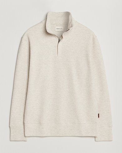 GANT Light Sacker Rib Half Zip Seed Melange – Grå