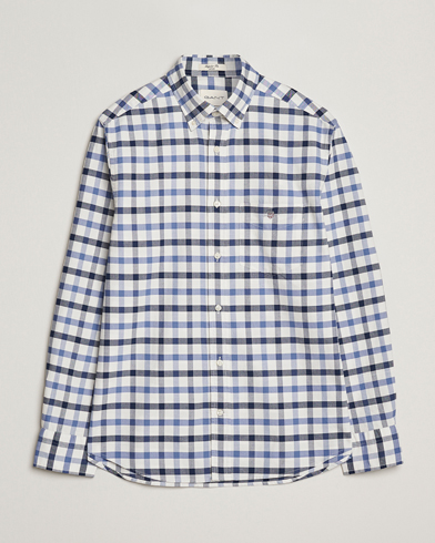 GANT Regular Fit Oxford Checked Shirt Greyish Blue – Blå