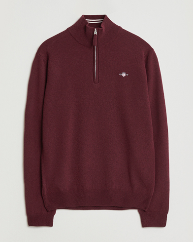 GANT Superfine Lambswool Half Zip Bordeaux Melange – Rød