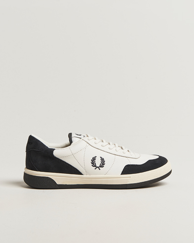 Fred Perry B11 Leather/Suede Sneaker Snow White/Navy – Hvid
