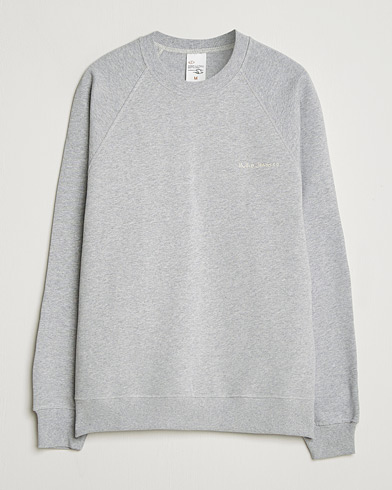 Nudie Jeans Palle Logo Crew Neck Sweatshirt Grey Melange – Grå