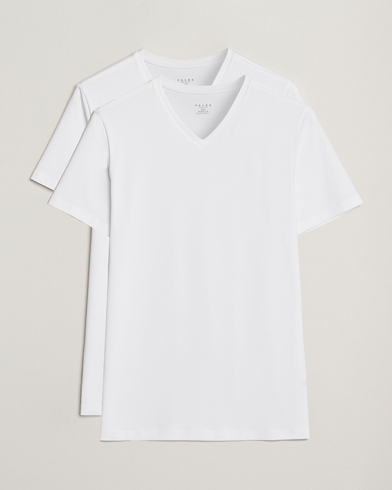 Falke 2-Pack Cotton V-Neck T-Shirt White – Hvid