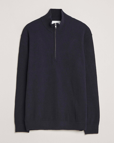 NN07 Danny Rib Knitted Half Zip Navy Blue – Blå