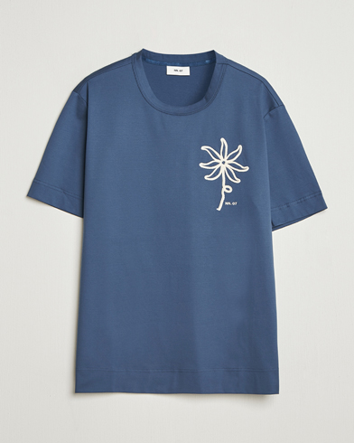 NN07 Pedro Embroidered T-Shirt Denim Blue – Blå