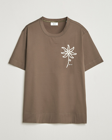 NN07 Pedro Embroidered T-Shirt Mable Husk – Grøn