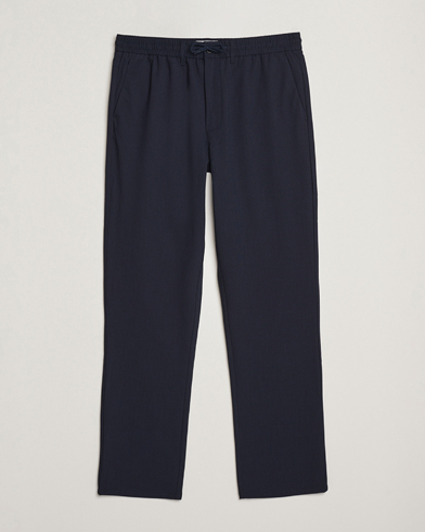 LES DEUX Como Tapered Textured Pants Dark Navy Blue – Blå