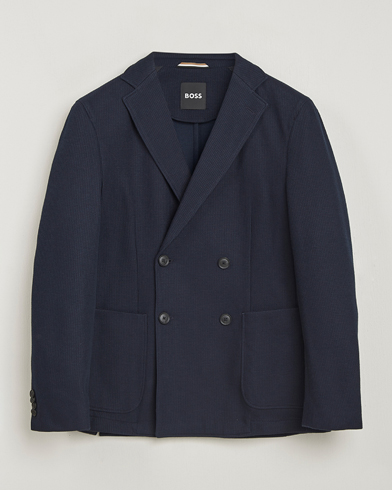 BOSS BLACK Hanry Jersey Double Breasted Blazer Dark Blue – Blå