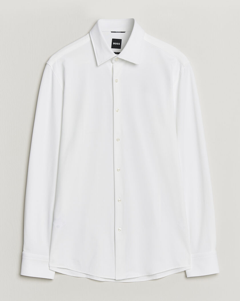 BOSS BLACK Hank Structured Jersey Shirt White – Hvid