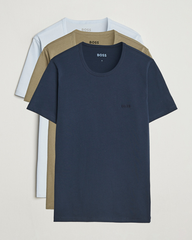 BOSS BLACK 3-Pack Crew Neck T-Shirt Green/Blue/Navy – Flerfarvet
