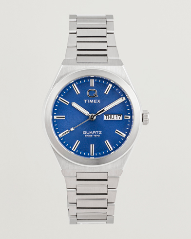Timex Q Continental Day/Date 38mm Blue Dial – Sølv