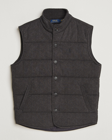 Polo Ralph Lauren Knitted Herringbone Vest Dark Charcoal Heather – Grå