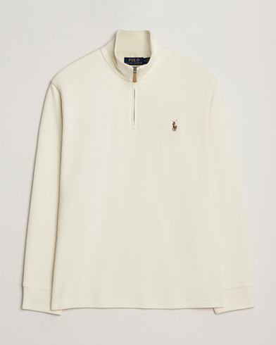 Polo Ralph Lauren Double Knitted Half Zip Parchment Cream – Hvid