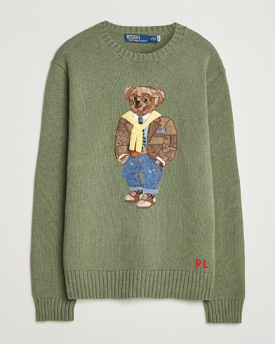 Polo Ralph Lauren Cotton/Cashmere Bear Sweater Lovette Heather – Grøn