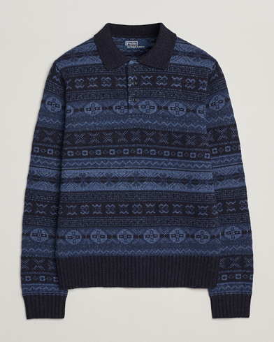 Polo Ralph Lauren Wool/Linen Blend Long Sleeve Sweater Navy Multi – Blå