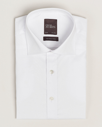 Oscar Jacobson Slim Fit Cut Away Non Iron Twill White – Hvid