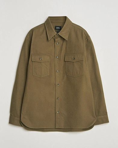 A.P.C. Brushed Cotton Overshirt Khaki – Grøn