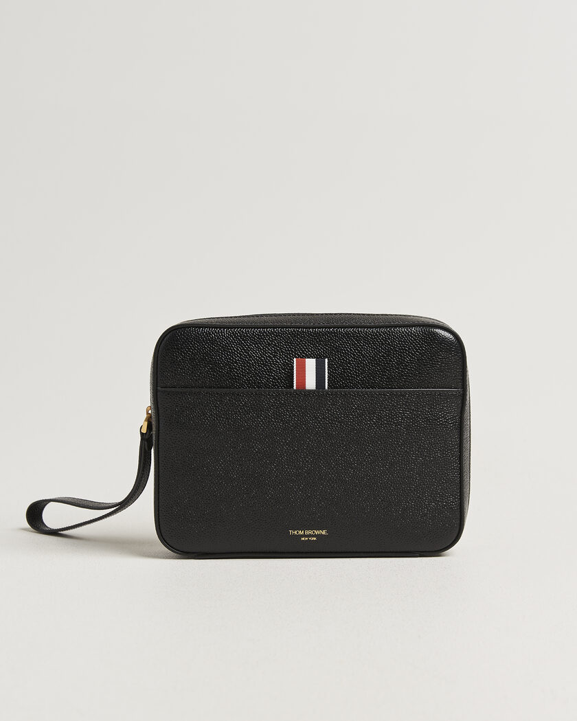 Thom Browne Pebble Grain Leather Bag Black – Sort
