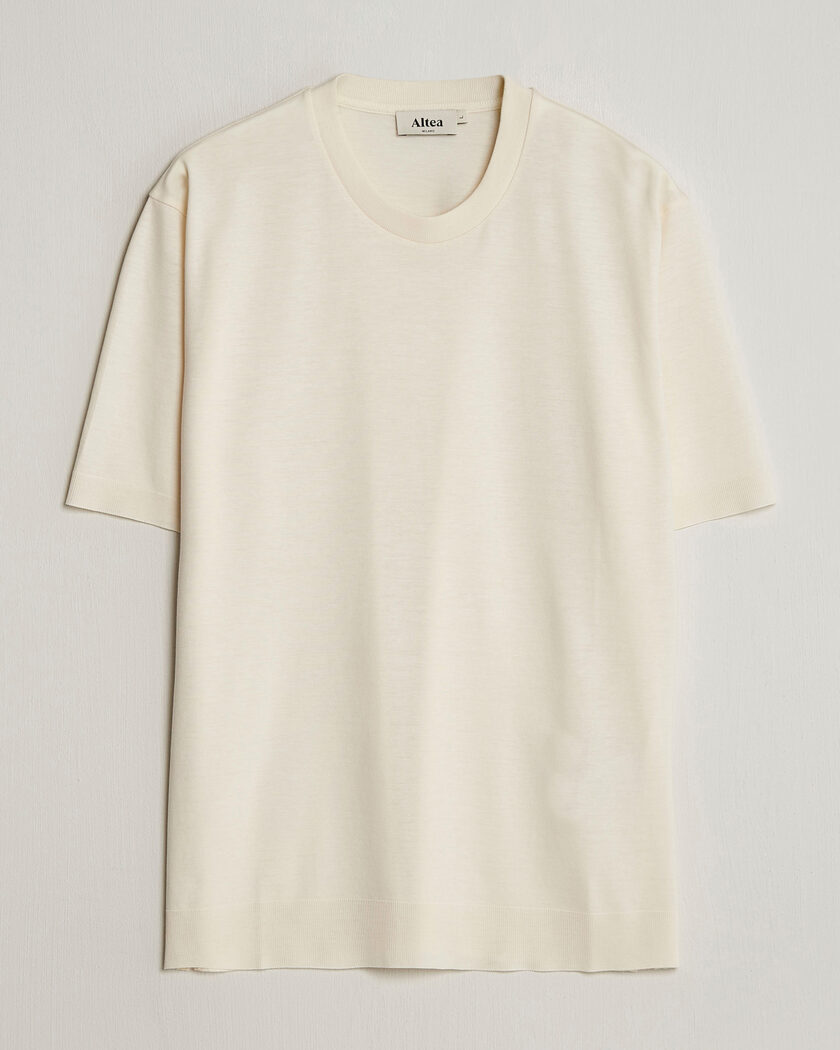 Altea Cotton/Stretch Knitted T-Shirt Off White – Hvid