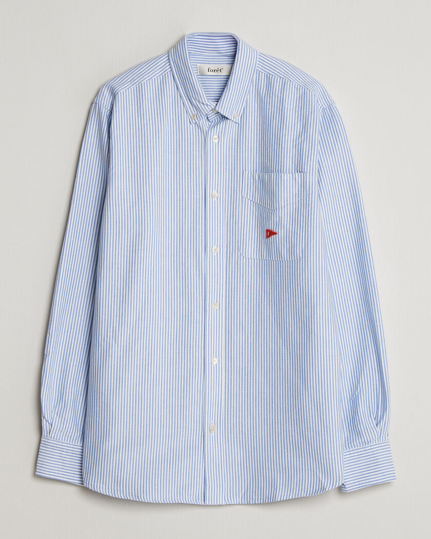 Forét Flag Regular Fit Pocket Oxford Shirt Blue Stripe – Blå