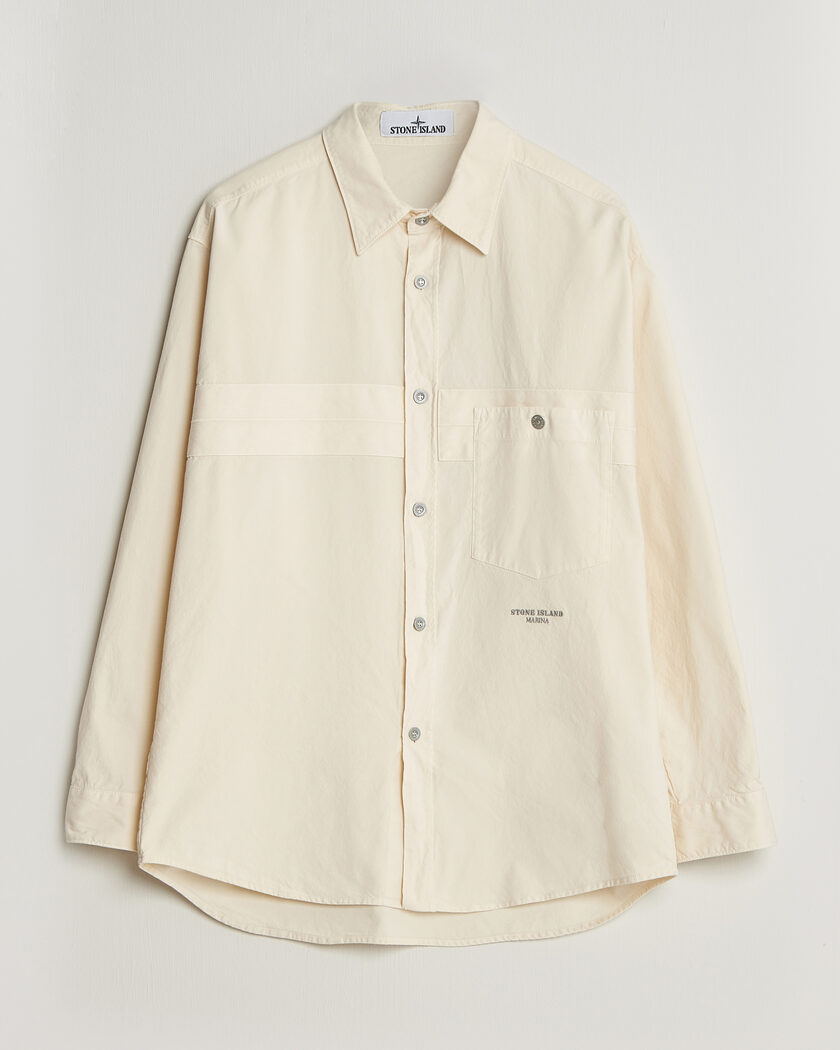 Stone Island Marina Cotton Panama Weave Overshirt Ivory – Hvid