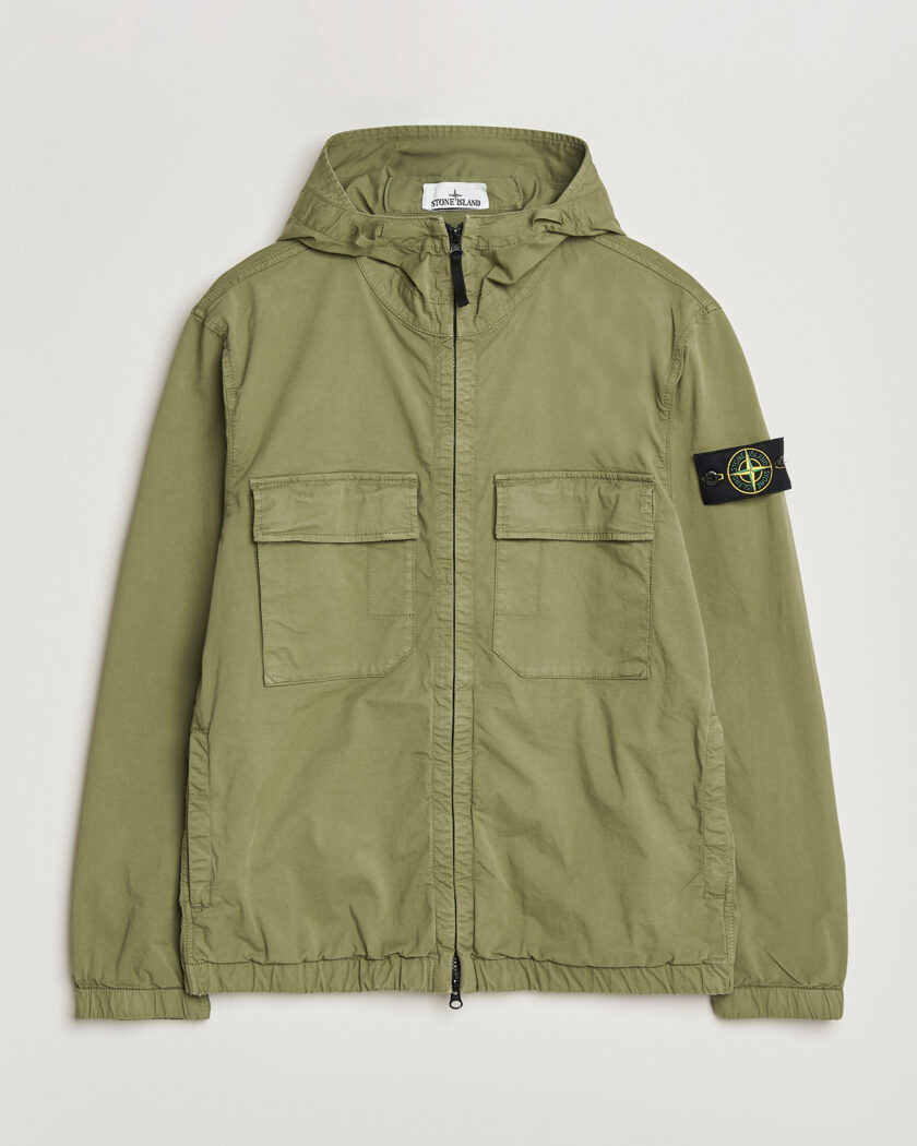 Stone Island Stretch Cotton Twill Hood Jacket Military Green – Grøn