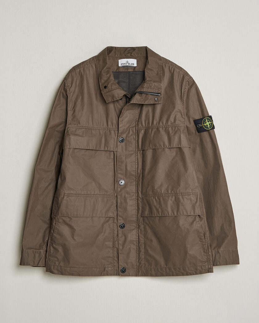 Stone Island Waxed Pigment Cotton Tela Field Jacket Umber – Brun