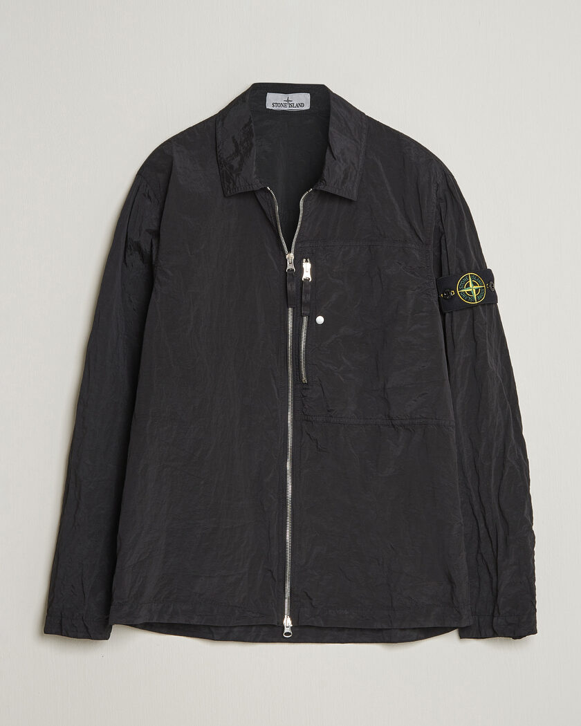 Stone Island Nylon Metal Zip Overshirt Black – Sort