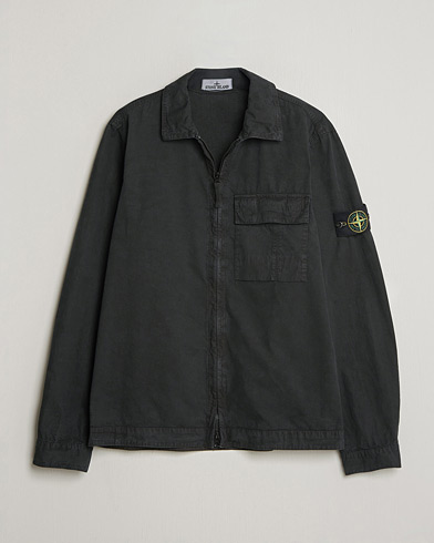 Stone Island Brushed Cotton Canvas Zip Overshirt Black – Sort