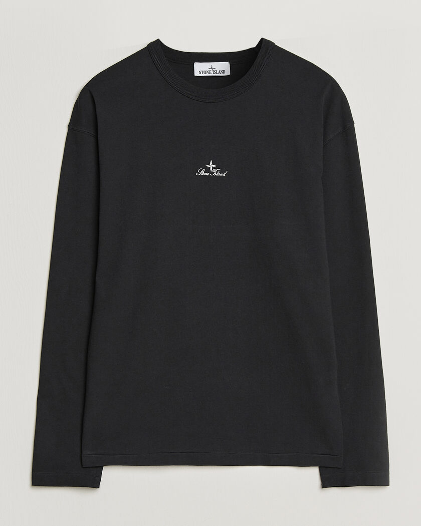 Stone Island Organic Cotton Jersey Long Sleeve Logo T-Shirt Black – Sort