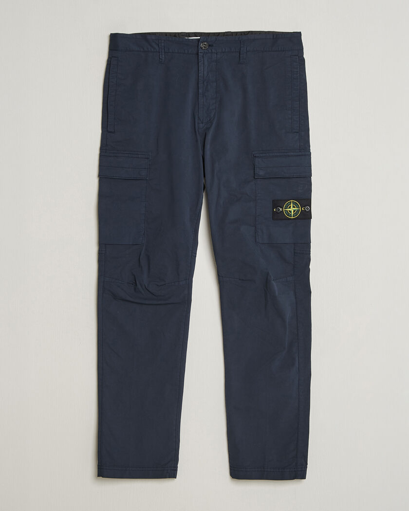 Stone Island Stretch Cotton Twill Cargo Trousers Navy – Blå