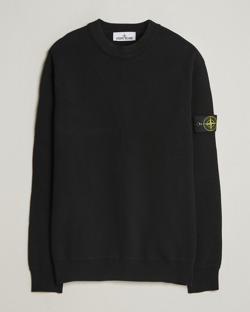 Stone Island Ribbed Soft Organic Cotton Crewneck Black – Sort
