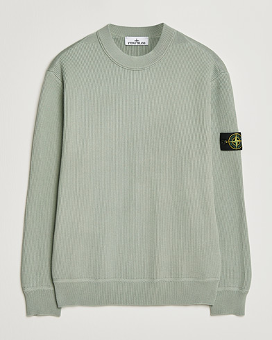Stone Island Ribbed Soft Organic Cotton Crewneck Sage – Grøn