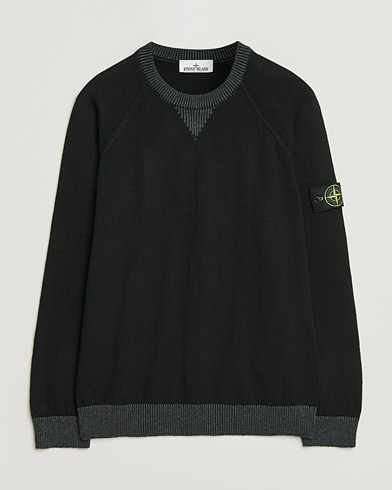 Stone Island Raw Hand Organic Cotton Raglan Crewneck Black – Sort