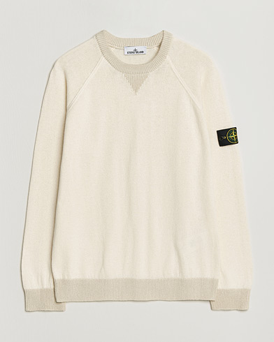 Stone Island Raw Hand Organic Cotton Raglan Crewneck Ivory – Hvid