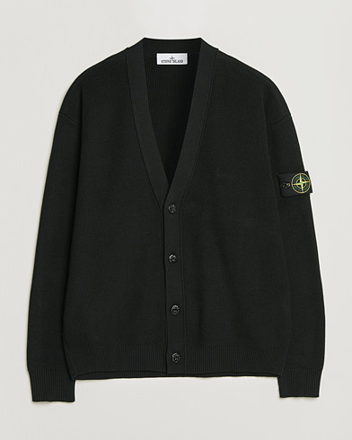 Stone Island Ribbed Soft Organic Cotton Cardigan Black – Sort