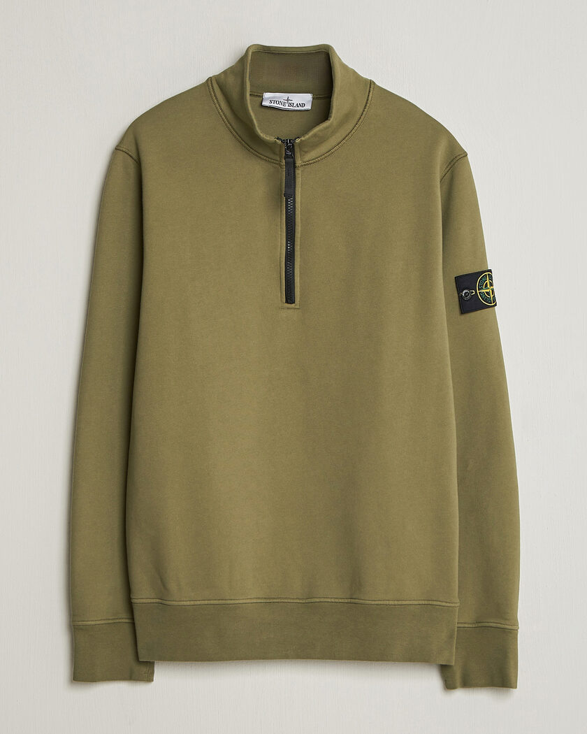 Stone Island Garment Dyed Fleece Half Zip Military Green – Grøn