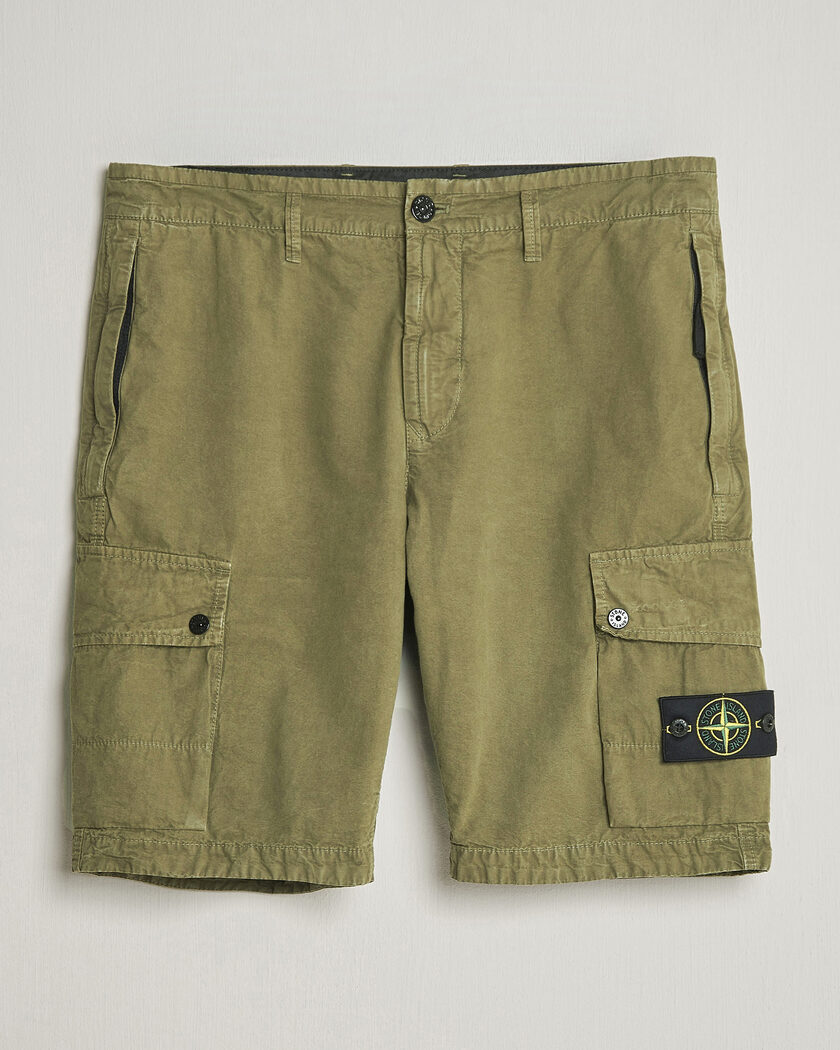 Stone Island Brushed Cotton Canvas Cargo Shorts Military Green – Grøn