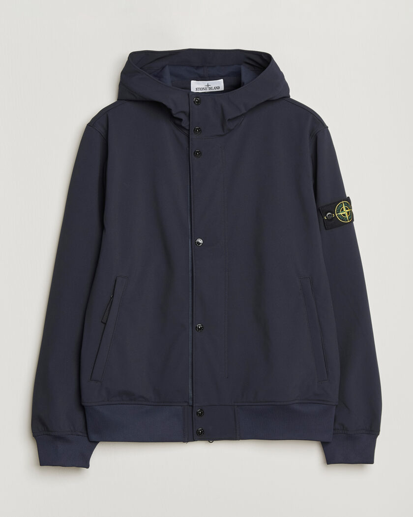 Stone Island Soft Shell Hooded Jacket Navy – Blå