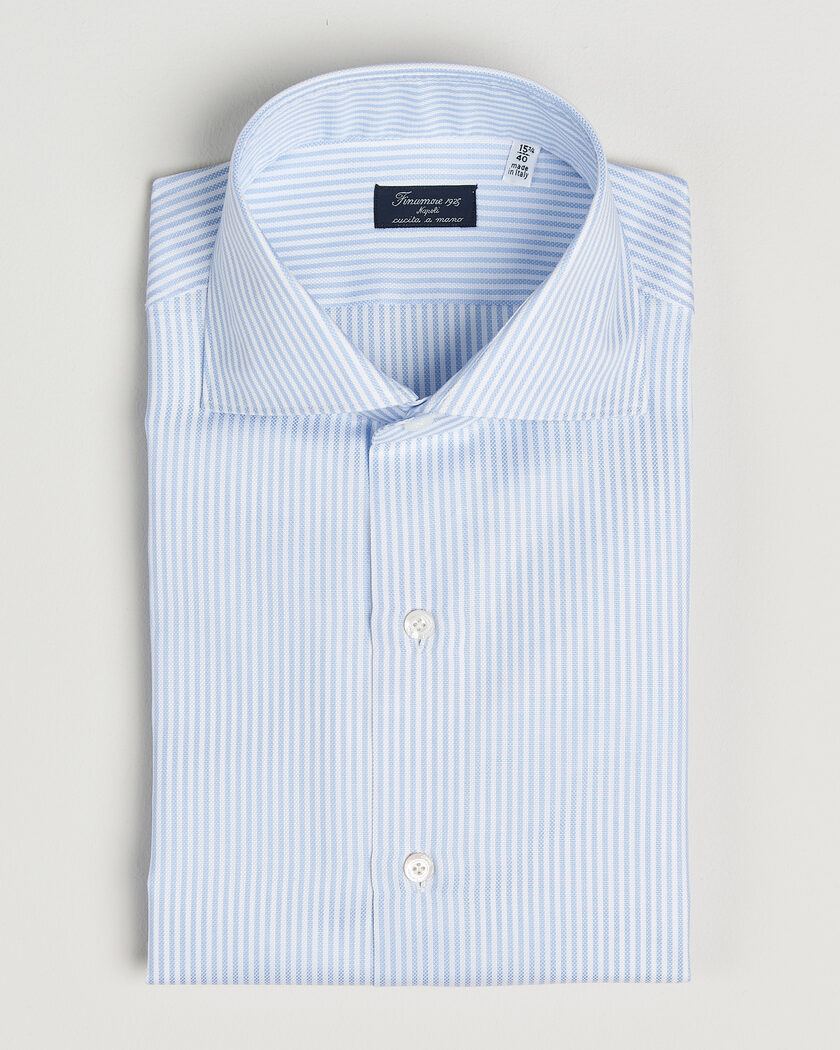 Finamore Napoli Milano Slim Royal Oxford Dress Shirt Light Blue Stripe – Blå