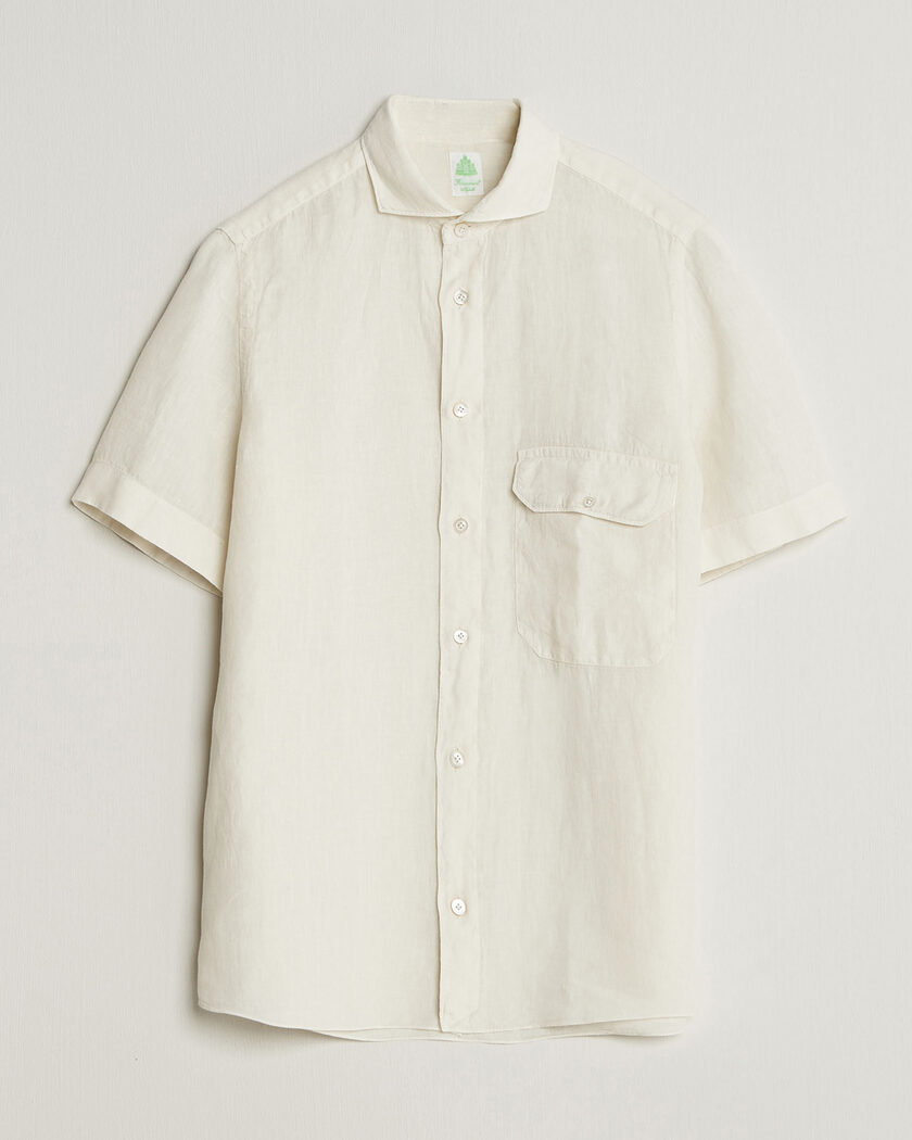 Finamore Napoli Linen Short Sleeve Sport Shirt Off White – Hvid